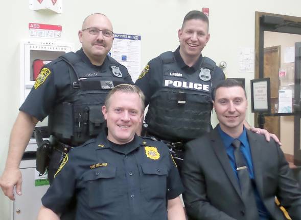 Chester hires part-time officer Steven Pavese Back row (from left): Jeff Deluca and Josh Dugan; front: Chief Dan Doellinger and newly hired part-time officer Steven Pavese.