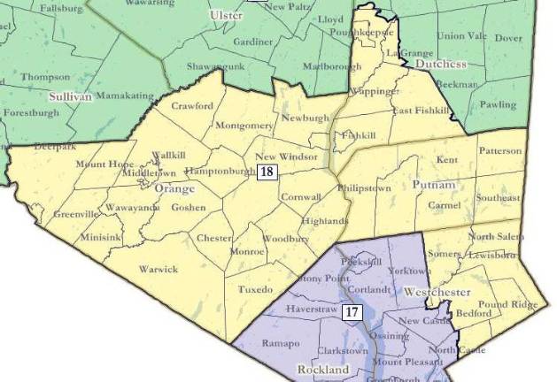Dan Castricone announces bid for Congress Source: http://www.lewisborodemocrats.org/images/CD18.jpg The 18th district includes all of Orange County and Putnam County, as well as parts of southern Dutchess County and northeastern Westchester County.