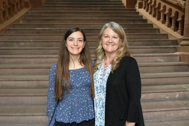 Chester Academy High School valedictorian Emily Petramale, left, and her mother Jennifer