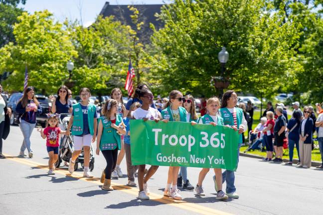 Goshen Supports the Fallen Girl Scouts with their banner