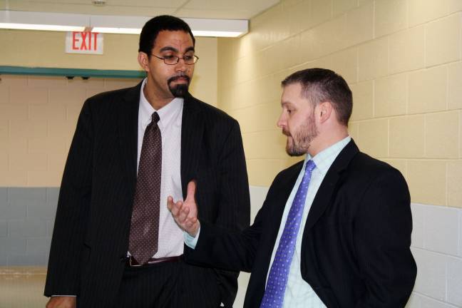 Commissioner of education visits Goshen Intermediate Goshen Intermediate School Principal Jason Carter, right, talks with Commissioner of Education Dr. John King.