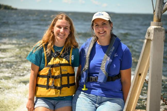 Local student explores environmental science through New York Sea Grant internship New York Sea Grant intern Krystal Dixon, left, a Cornell University environment and sustainability major, with New York Sea Grant Great Lakes Fisheries and Ecosystem Health Specialist Stacy Furgal along Oneida Lake.