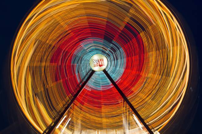 8 ways to photograph a ferris wheel Several-second exposure while moving from focused to out of focus.