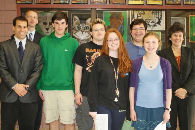 Good job! Recipients of the Scholarship for Academic Excellence, from left, Michael Wolek, Zachary Keverleber, Nicole Irace, Nicholas Whittel, Margaret Conley.