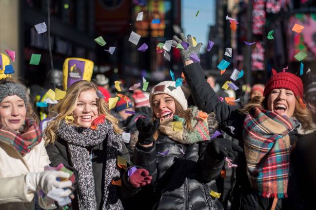 confetti practice makes perfect Pre-celebration on a cold day