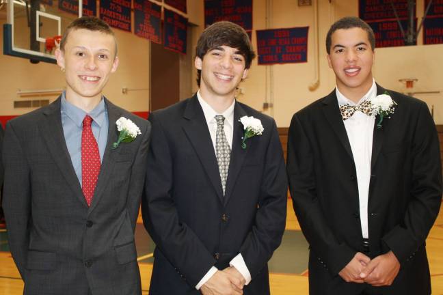 Honors and scholarships for Goshen students on Class Day Alex DePalma, Jonathan Frederick and Ethan Fogg.