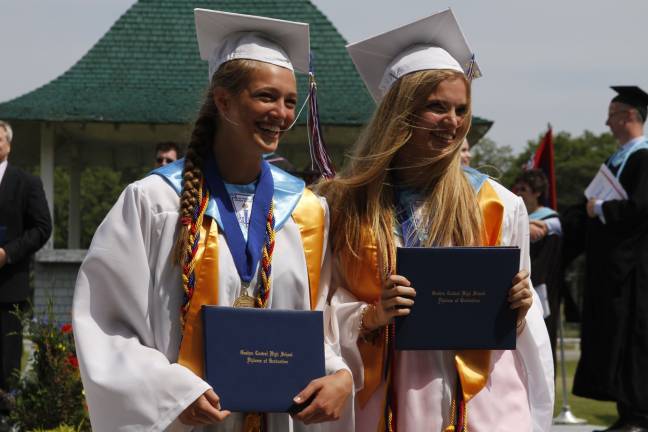Goshen High School: 'Today as we climb' Honor Students Elissa Terach and Emily Swanson (Photo by Jerry Goldberg)