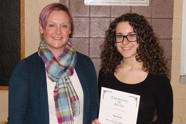 High school students honored as 'Goshen Greats' Hannah Ritz with music teacher Kristen Calohan
