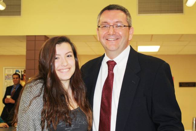 'Goshen Greats' honored for achievement in a single subject Lauren Byrne with Principal Robert McKiernan