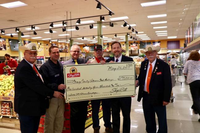 ShopRite donates to county's veterans food pantry From left, Jerrold Oser, 9th District American Legion vice commander, Orange County Executive Steven M. Neuhaus, Jerry Novobilski, Chester ShopRite Store director, Orange County American Legion Commander Frank Gilner, Tom Urtz, vice president of Operations of ShopRite Supermarkets Inc. and Paul Oser, 9th District American Legion Membership Director, at ShopRite of Chester on Friday, May 26th.