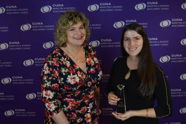 Mid-Hudson Valley Federal Credit Union Wins Award for Outstanding Marketing Achievements From left: Susan Horner, MHV Graphic Designer, and Caroline Falk, MHV Marketing Communications Specialist
