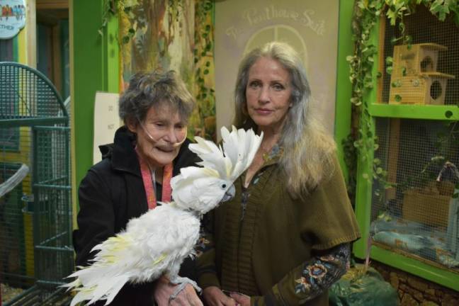 Sanctuary sues local SPCA for return of 45 seized animals Rebecca Vives and Diana McGowan with Cinco, an umbrella cockatoo that came to the santuary from a neglectful situation.