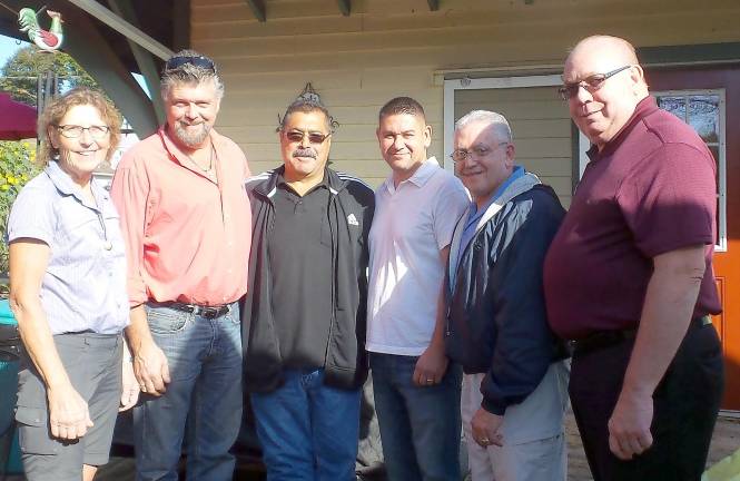 From left: Councilwoman Cindy Smith, Supervisor Bob Valentine, Highway Supervisor Anthony LaSpina, Councilman Orlando Perez, and candidates Dr. Anthony Ardisana and Bob Courtenay