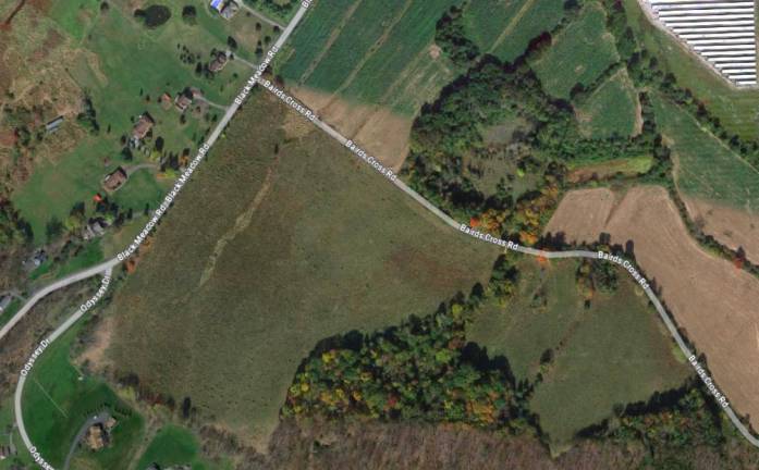 The intersection of Black Meadow Road and Bairds Crossing Road.