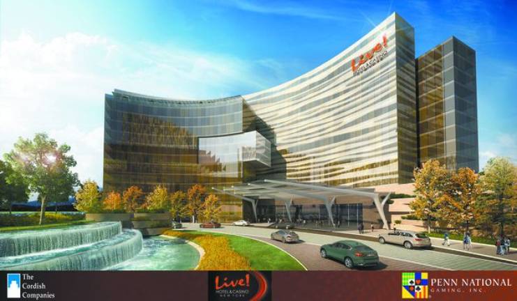 Casino companies promise big benefits to tiny village Pictured is a rendering of the Live! Hotel & Casino New York that Cordish/Penn National hopes to build in the Village of South Blooming Grove.