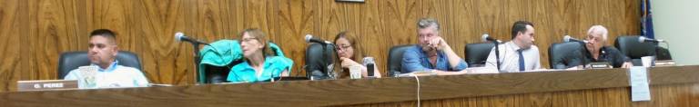 The Chester town board (from left): Orlando Perez, Cindy Smith, Linda Zapalla, Bob Valentine, Ryan Wensley, and Vinnie Finizia