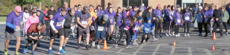 And they're off: racers at the start of the 2019 Alyssa Barberi 5K Butterfly Run-Walk.