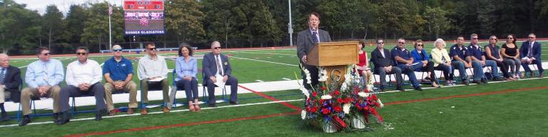 Superintendent Dan Connor talks to the assembled guests.