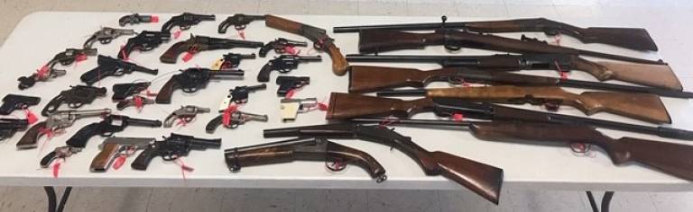 Provided photo A Gun Buy Back Program which was held on Saturday, June 22, 2019, at the City of Newburgh Community Center, resulted in twenty-eight handguns and ten long-guns, including three illegally modified sawed-off shotguns, being turned into the police .
