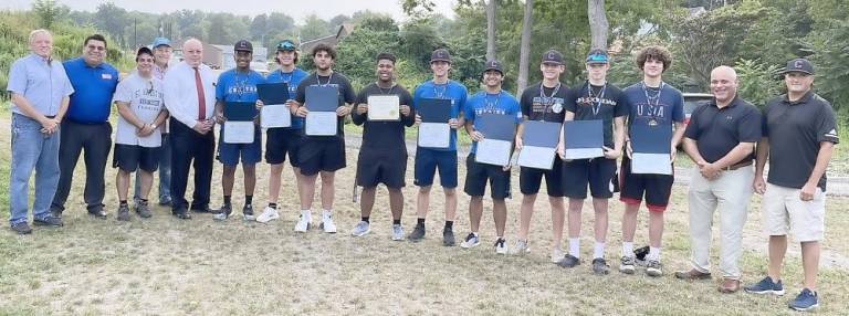 A representative from Assemblyman Colin Schmitt’s office called each player’s name and presented them with a certificate. The team was then presented with a certificate from Village Mayor John Bell and the Village of Chester. That was followed by Bob Courtenay from the Chester Town Board who presented the team with a proclamation certificate from the Chester Town Board.