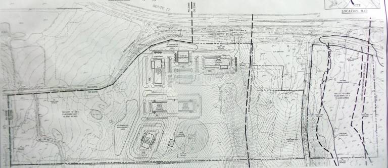Hearing on hotels and houses brings out an impassioned crowd Engineering Properties' map of Goshen Hospitality (Photo by Frances Ruth Harris)