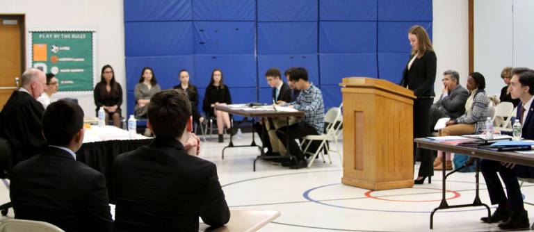 The Mock Trial team from Goishen High School eliminated the team from Middletown High School during the opening round of the Orange-Ulster BOCES Mock Trial Tournament.