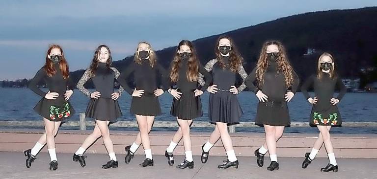 Students from the Sheahan-Gormley School of Irish Dance are the winners of the first Talent United contest. These 11 to 14 year-old-students — Megan Bushey, Ella McCormick, Natalie McLaughlin, Kelly Monahan, Riley Parker, Chloe Sheil and Emily Sheil — performed a fusion Irish Dance on the shore of Greenwood Lake. They study together at the Sheahan-Gormley School of Irish Dance in Greenwood Lake under the direction of Unateresa Gormley. Provided photo.