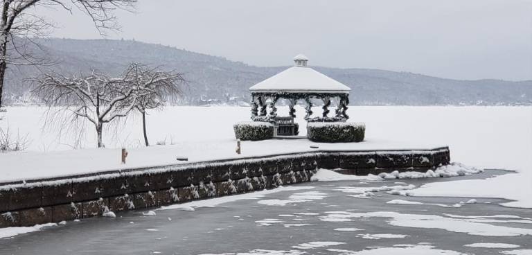 Snow-covered Greenwood Lake