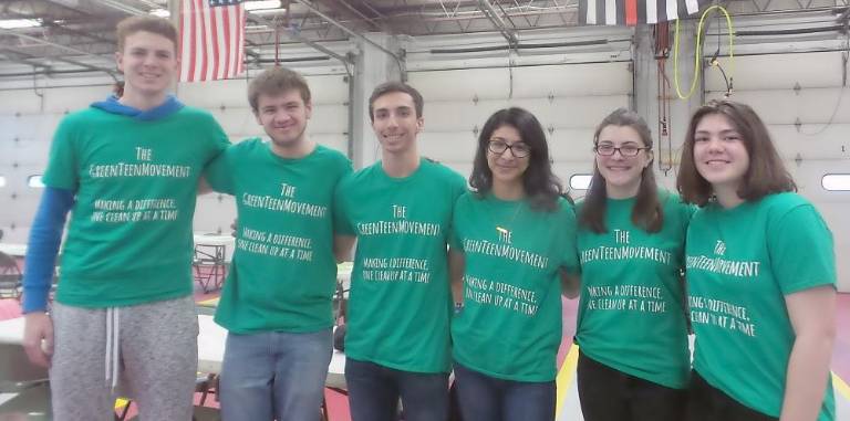 From left: A few of the Green Teen members: Tristan Brideweser, President Jacob Mott, Joseph Catalano, Ekhine Alvalos, treasurer Laura Edwards, and Brenna Lawson