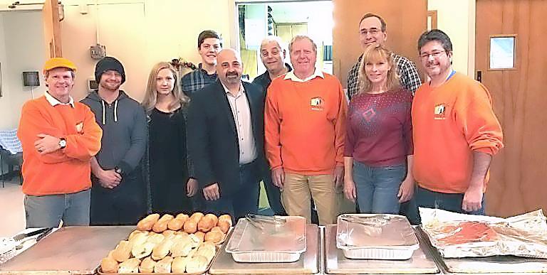 Members of Cornerstone Theatre Arts prepared and served the monthly community dinner at the First Presbyterian Church in January 2019. Pictured from left: Ken Tschan, Ben Hudson, Sara Johnson, Sam Sherlock, Joe Betro, Drew Nardone, Mal Stewart, Al Snyder, Marianne Ciuffetelli, and Drew Smith.
