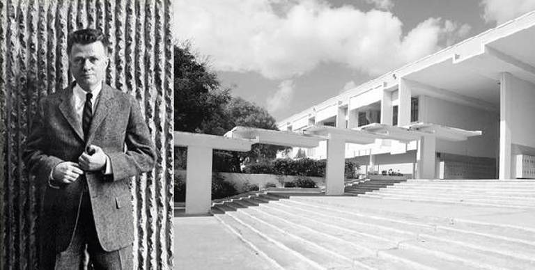 Paul Rudolph with some of his famous corduroy block (Library of Congress)