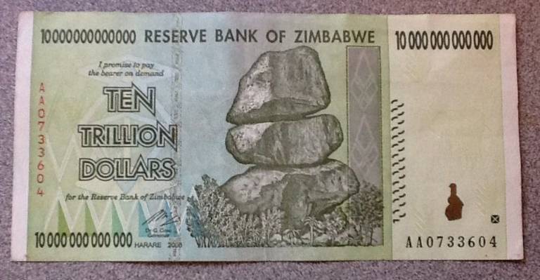 If the shrew fits, swallow it The ten trillion Zimbabwean note awarded to Brian Crandall as part of his award. (Photo provided)