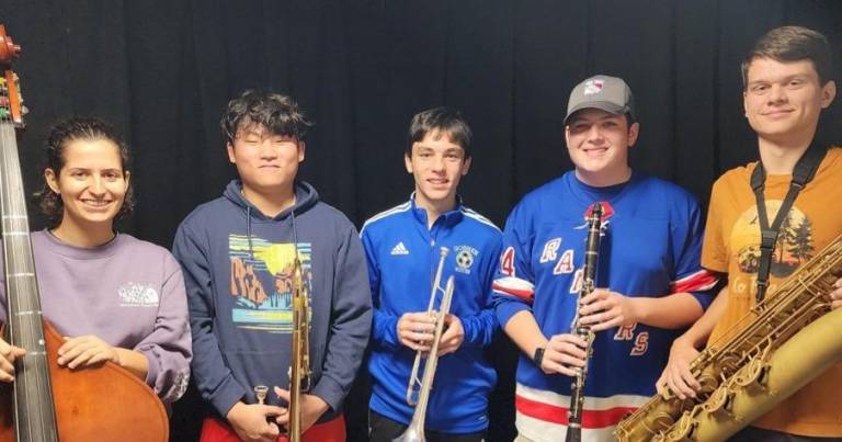 Goshen students attend All State Music Festival L-R: Kiki Protopsaltis, Henry Dong, Michael Lombardi, Matthew Schroeter, and Tanner Conklin.