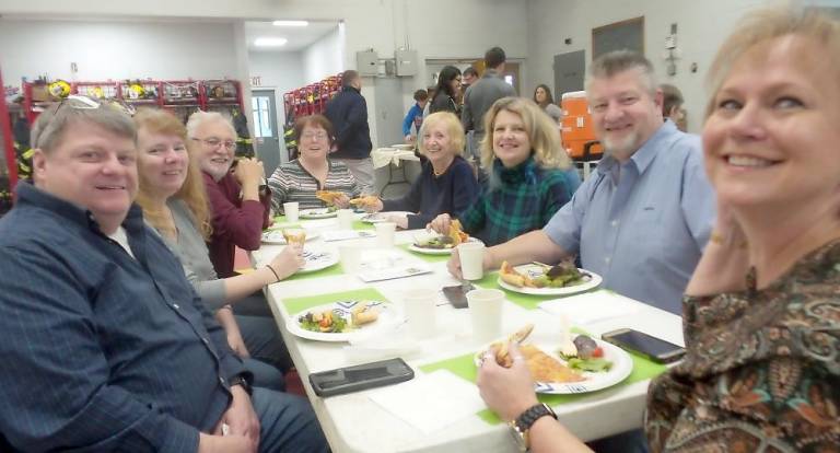 From left: Chester Kiwanis Club members Frank Sambets, Noreen Marchesami, Jim Robinson, Sue Bahren, Linda Kline, Cynthia and David Morse (Minisink Kiwanis Club), and Sandly Nagler