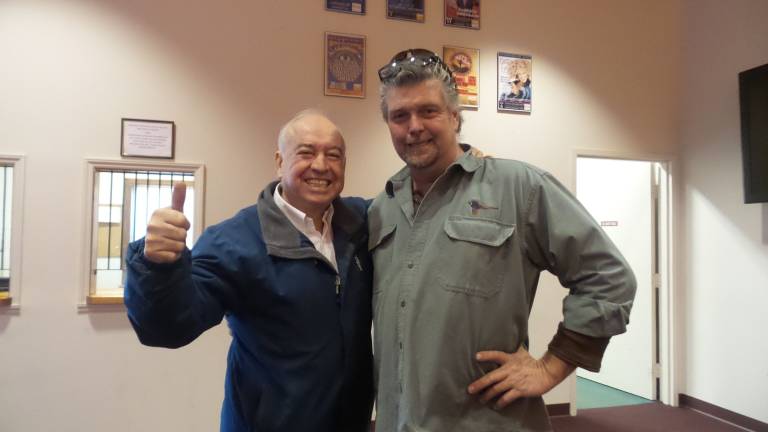 Community tours performing arts center before deciding its fate at the polls Israel Campos, owner and operator of the Cancun Inn in Sugar Loaf, and town board member Robert Valentine (Photo by Frances Ruth Harris)