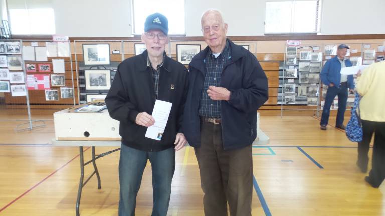 CJ Hooker, like it was yesterday Ronald Purcell, 84, who graduated CJ Hooker in 1950 with 44 others, is pictured with Reynall Andrews (Photo by Frances Ruth Harris)