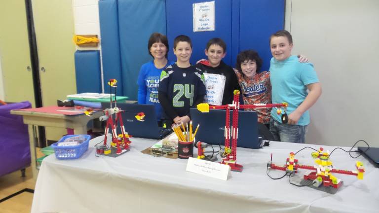 A fun night for science and math Fifth-grade creations in Toni Keglovitz’s class: Matthew Drillings, Geno Scifo, George Lawson, and Nicholas Ga
