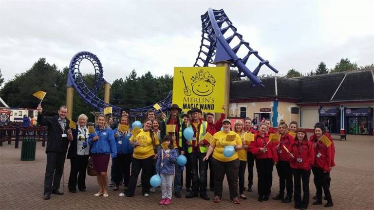 Legoland raises money so that sick children can go to Legoland Merlin's Magic Wand provides tickets and funds travel grants to families to enjoy their day at a Merlin Entertainments’ attractions, such as Legoland parks, Sea Life Centers, and Madame Tussauds (merlinsmagicwand.org)