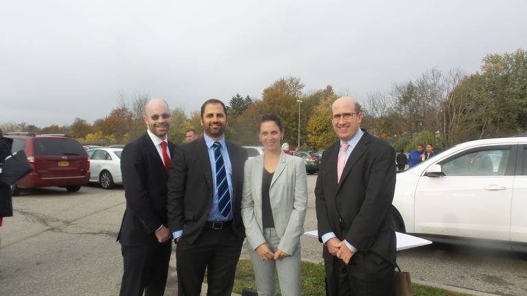 Bad acoustics frustrate both sides in BT trial From left: Russ Yankwitt, Frank Nussbaum, Kelly Pressler and Craig Cepler (Photo by Frances Ruth Harris)