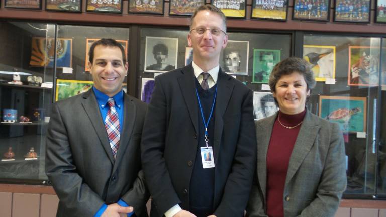Principal Kotes gets tenure Principal Kurtis Kotes is flanked by Gregory V. Voloshin, Director of Athletics and Physical Education, and Patricia Pagnotta Lercara, Assistant Principal.