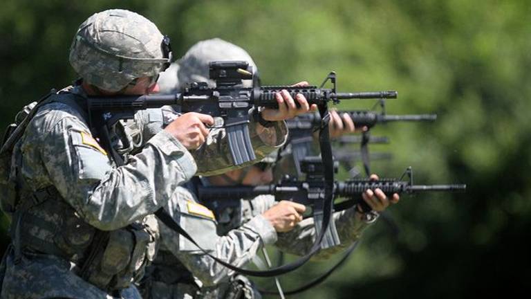 West Point tells neighbors summer training might get loud Cadets enhance their proficiency on the M4 Carbine during field training at West Point (Photo: Tommy Gilligan/West Point Public Affairs)