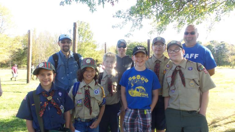 Scouts re-enact the Battle of Walnut Mountain (Photo by Frances Ruth Harris)