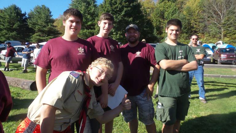 Scouts re-enact the Battle of Walnut Mountain (Photo by Frances Ruth Harris)