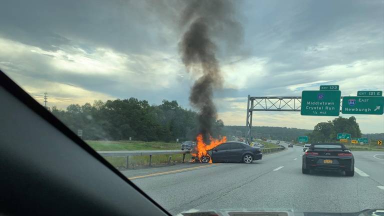 Car ignites following crash on Route 17 Car ignites following crash on Route 17