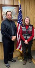 Newly elected Mayor Christopher Battiato (left) presided over the Nov. 5th Village of Chester Board of Trustees meeting. Trustee Elizabeth Ann Reilly (right) was appointed deputy mayor. Photo provided by Leslie Smith.