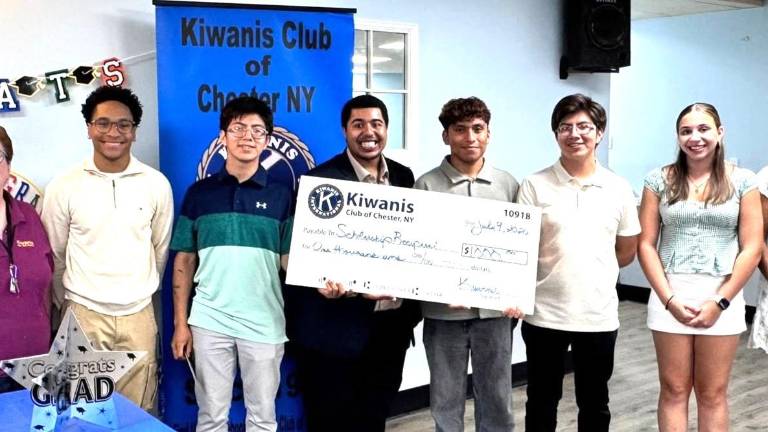 From left to right – Ray Presky, president Chester Kiwanis, Susan Bahren, Key Club advisor Chester Kiwanis, Brayan Flores, David Gonzalez, Brandon Bialorucki, Christian Calloway, Daniel Gonzalez, Paige Niles, Tahlia Campbell, Sandra Nagler, Kiwanis Scholarship Chair. Missing from the picture Yamilet Lopez Cortez and Sophia Stanley, who were unable to attend.