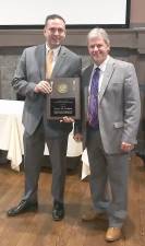 Orange County Executive Steven M. Neuhaus with Goshen Lions Club President Ken Tschan on Wednesday, Sept. 15, at Delancey’s in Goshen where the club presented Neuhaus with the prestigious Robert J. Uplinger Service Award. Provided photo.