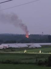 Flames visible from Meadow Ave. in Chester, N.Y. Photo provided by Valerie Mellinger