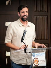 Barak Morag speaks to community about experience surviving October 7, 2023 attack on Kibbutz Nir Oz in Israel.