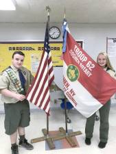 Kevin Grunenberg, a Goshen High School senior, says Troop 62 welcomes girls to join its ranks. McKenzie Richner, a sophomore at the school, has recently joined the troop.
